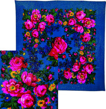 Load image into Gallery viewer, FSF-BLU - 30" Square Scarf
100% Acrylic
floral Border Patte