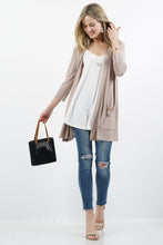 Load image into Gallery viewer, ",....3Q SLEEVE SLOUCHY POCKET OPEN CARDIGAN: BLACK-167488 / XL