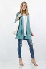 Load image into Gallery viewer, ",....3Q SLEEVE SLOUCHY POCKET OPEN CARDIGAN: BLACK-167488 / XL