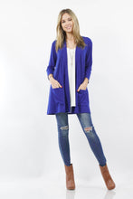 Load image into Gallery viewer, ",....3Q SLEEVE SLOUCHY POCKET OPEN CARDIGAN: BLACK-167488 / XL