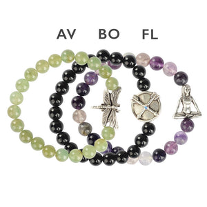 SILVER 8MM INLINE CHARM ENERGY BEAD BRACELETS: TURQUOISE / PAW PRINT
