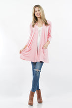 Load image into Gallery viewer, ",....3Q SLEEVE SLOUCHY POCKET OPEN CARDIGAN: BLACK-167488 / XL