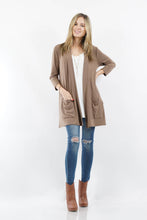Load image into Gallery viewer, ",....3Q SLEEVE SLOUCHY POCKET OPEN CARDIGAN: BLACK-167488 / XL