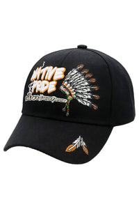 Native Pride Twill Acrylic Velcro Baseball Cap: Khaki