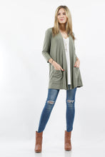 Load image into Gallery viewer, ",....3Q SLEEVE SLOUCHY POCKET OPEN CARDIGAN: BLACK-167488 / XL