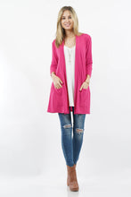 Load image into Gallery viewer, ",....3Q SLEEVE SLOUCHY POCKET OPEN CARDIGAN: BLACK-167488 / XL