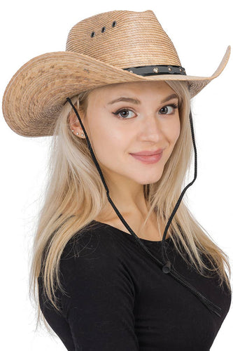 Relaxed Brim Natural Palm Straw Cowboy Hat