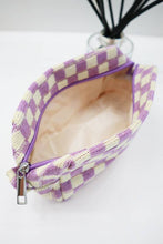 Load image into Gallery viewer, Checkered Knitted Cosmetic Bag: LAVENDER