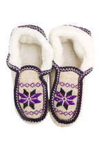 Load image into Gallery viewer, Snowflake Woven Fleece Lined Moccasin Slippers: ASSORTED / ASSORTED
