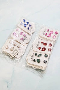 3 Pair Multi Stud Earrings Set