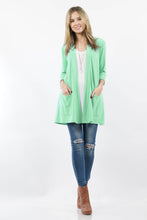 Load image into Gallery viewer, ",....3Q SLEEVE SLOUCHY POCKET OPEN CARDIGAN: BLACK-167488 / XL