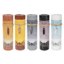 Load image into Gallery viewer, Crystal Energy Pendant Candle: BALANCE - SNOWFLAKE OBSIDIAN (NEW)