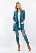 Load image into Gallery viewer, ",....3Q SLEEVE SLOUCHY POCKET OPEN CARDIGAN: BLACK-167488 / XL