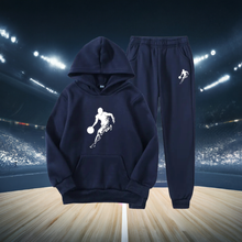 Load image into Gallery viewer, 2pcs Vibrant Basketball-Themed Boys Hooded Sweatshirt &amp; Joggers Set