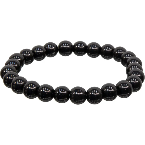 Elastic Bracelet 8mm Round Beads- Black Obsidian