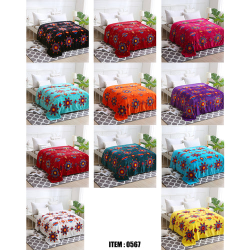 Star Burst Design Silk Touch 1 ply twin/full size Blanket
