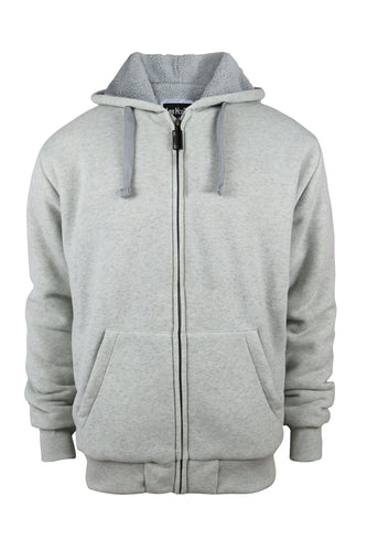 Men's Sherpa Lined Zip Hoodie - Light Grey, S - 2 X